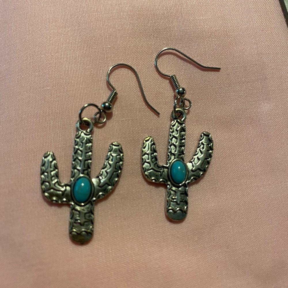 Turqouise cactus earrings